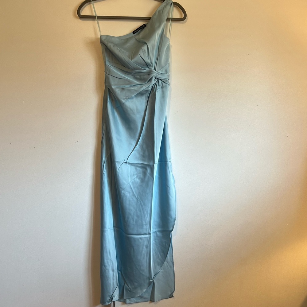 Abercrombie & Fitch Giselle Pleated One-Shoulder Maxi Dress Blue XXSP NWT